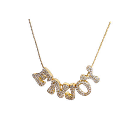 Personalized diamond cz block letter jewelry bulk custom cubic zirconia initial name pendant necklaces wholesale suppliers